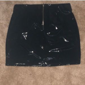 Latex black mini skirt